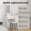 vidaXL Coiffeuse avec tiroirs Blanc 50 x 41 x 140 cm Bois Voir les images du produit 6