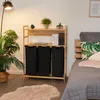 Relaxdays Scaffale portabiancheria con 2 ripiani, 3 cestini Anteprima dell’immagine prodotto 2