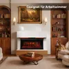 A living room scene featuring an electric fireplace as the focal point, flanked by bookshelves and a sofa. Anteprima dell’immagine prodotto
