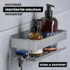 A shower organizer shelf with soap dispensers and a razor, mounted on a tiled wall. Produktbild-Vorschau