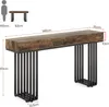 A diagram showing the dimensions of a console table, with a silhouette of a person for scale. Náhľad obrázku produktu