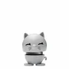 A small, light grey cat figurine with a spring in its neck, designed to wobble. Produktbild-Vorschau