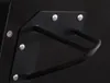 A close-up view of a black metal handle attached to a black surface with screws. Náhled obrázku produktu