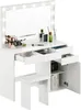 CLIPOP Schminktisch mit Hocker, 105x40x140cm 4 Schubladen Produktbild-Vorschau 3