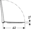 A technical drawing of a toilet seat with dimensions. Anteprima dell’immagine prodotto