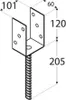 A technical drawing of a U-shaped post anchor with dimensions indicated. Produktbild-Vorschau