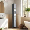 VOUNOT® Badezimmerschrank Hoch mit 2 Türen und 1 Schublade, Produktbild-Vorschau 2