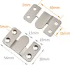 Two metal interlocking connectors with dimensions indicated by measurement lines and text. Produktbild-Vorschau