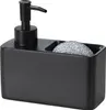 A black soap dispenser with a sponge holder. Produktbild-Vorschau
