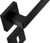 A close-up shot of a black door handle and escutcheon plate. Produktbild-Vorschau