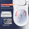 A toilet with a close-up view of the flushing mechanism and water flow. Produktbild-Vorschau