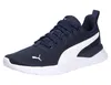 A single navy blue Puma sneaker with a white stripe and sole, shown from a side angle on a white background. Produktbild-Vorschau