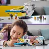 A collage showing a LEGO space ship toy set and a child playing with it. Náhled obrázku produktu