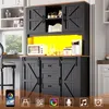 Hochschrank Schwarz/Weiß 115x40x174,7cm mit Schiebetüren & Produktbild-Vorschau 3