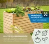A wooden raised garden bed filled with various vegetables and greens, set in an outdoor garden. Náhled obrázku produktu