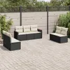 vidaXL 7-tlg. Garten-Sofagarnitur mit Kissen Schwarz Poly Produktbild-Vorschau 2