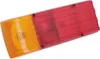 A rectangular automotive tail light with separate orange and red sections, shown against a white background. Produktbild-Vorschau