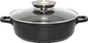 A black pot with a glass lid and silver handles is shown against a white background. Produktbild-Vorschau