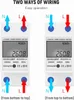 Two diagrams showing different wiring methods for a digital energy meter. Produktbild-Vorschau