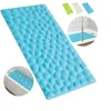 A collage of images showing a blue bath mat with a pebble-like texture, along with smaller images of green and white bath mats, and a close-up of the blue mat in a shower and a bathtub. Produktbild-Vorschau
