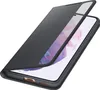 A black flip case for a Samsung Galaxy S21 Plus phone, shown from a diagonal angle with the flip cover partially open. Voir les images du produit