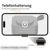 A smartphone displaying a video of a power bank, with text overlays describing its features. Produktbild-Vorschau