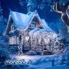 A festive winter scene with a snow-covered house decorated with Christmas lights. Náhled obrázku produktu