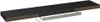 A black shelf with a wooden frame and a metal bracket. Produktbild-Vorschau