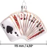 A glass Christmas ornament shaped like a fan of playing cards, with numbers and suits visible. Podgląd zdjęcia produktu
