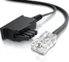 A black cable with a clear RJ45 connector and a black adapter is shown on a white background. Anteprima dell’immagine prodotto