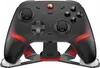 A black gaming controller with red accents is displayed on a black stand with red lighting. Anteprima dell’immagine prodotto