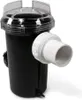 A black cylindrical filter with a clear lid and a white pipe fitting. Produktbild-Vorschau