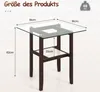 Skleněný odkládací stolek COSTWAY 61 cm dlouhý a široký, Náhled obrázku produktu 2