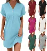 ASKSA Femme Robe d'été en mousseline Col en V Robe midi Voir les images du produit 5