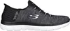 A side view of a black and gray Skechers slip-on sneaker. Podgląd zdjęcia produktu