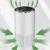 A white cylindrical air purifier with green arrows indicating air flow in and out. Produktbild-Vorschau