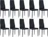 A set of ten black dining chairs arranged in two rows against a white background. Voir les images du produit