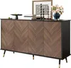 Merax Sideboard mit Fischgrätmuster, Kommode mit 4 Türen Produktbild-Vorschau 4