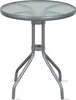 A round glass-top table with a metal base. Produktbild-Vorschau