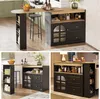 A collage of images showing a rotating bar cabinet in a kitchen and dining setting. Voir les images du produit