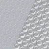 A close-up view of a pool cover, showing a pattern of circles. The left side of the image displays a flat, matte surface with circular indentations, while the right side shows raised, transparent bubbles. Produktbild-Vorschau