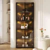 Vetrina angolare in MDF nero con illuminazione a LED, Anteprima dell’immagine prodotto 2