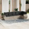 vidaXL 6-tlg. Garten-Sofagarnitur mit Kissen Hellgrau Poly Produktbild-Vorschau 2