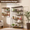 A multi-tiered shelf unit filled with decorative items and plants, with a smaller inset image showing a corner shelf arrangement. Podgląd zdjęcia produktu