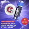 A battery is shown with lightning effects and text highlighting its power and longevity. Produktbild-Vorschau
