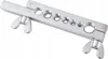 A shiny metal tool with multiple circular openings and wing nuts, lying on a white background. Anteprima dell’immagine prodotto
