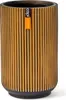 A tall, cylindrical planter with a ribbed gold exterior and a black base and interior. Anteprima dell’immagine prodotto