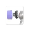 An exploded view of a vacuum cleaner part, showing a purple filter, a black connector, and a gray motor housing. Produktbild-Vorschau
