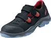 A single black safety shoe with red accents and gray sole is shown against a white background. Produktbild-Vorschau