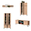 Homestyle4u Wohnwand Eiche Schrankwand Schwarz Anbauwand Produktbild-Vorschau 3